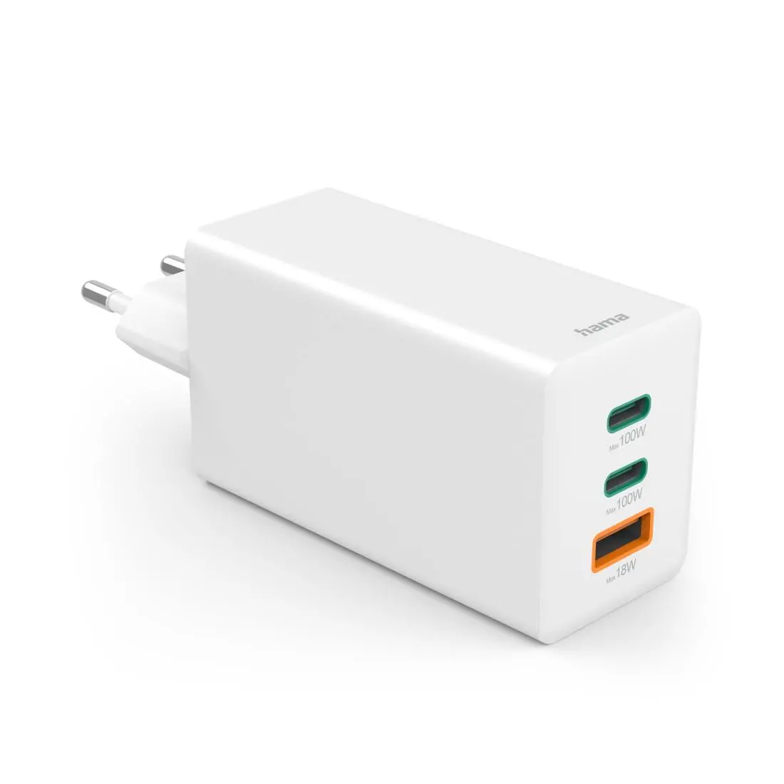 HAMA Бързо зарядно 220V, 100 W GaN, 2x USB-C PD, 1x USB-A QC - image 1