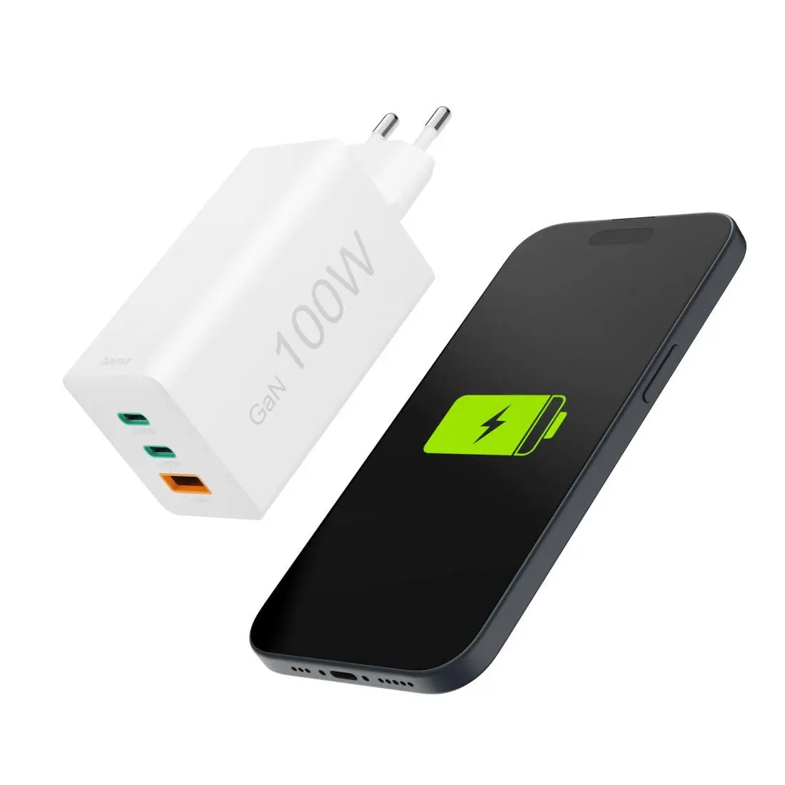 HAMA Бързо зарядно 220V, 100 W GaN, 2x USB-C PD, 1x USB-A QC - image 9