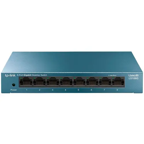 Комутатор TP-LINK LS108G, 8x GbE порта, неуправляем, desktop, метален