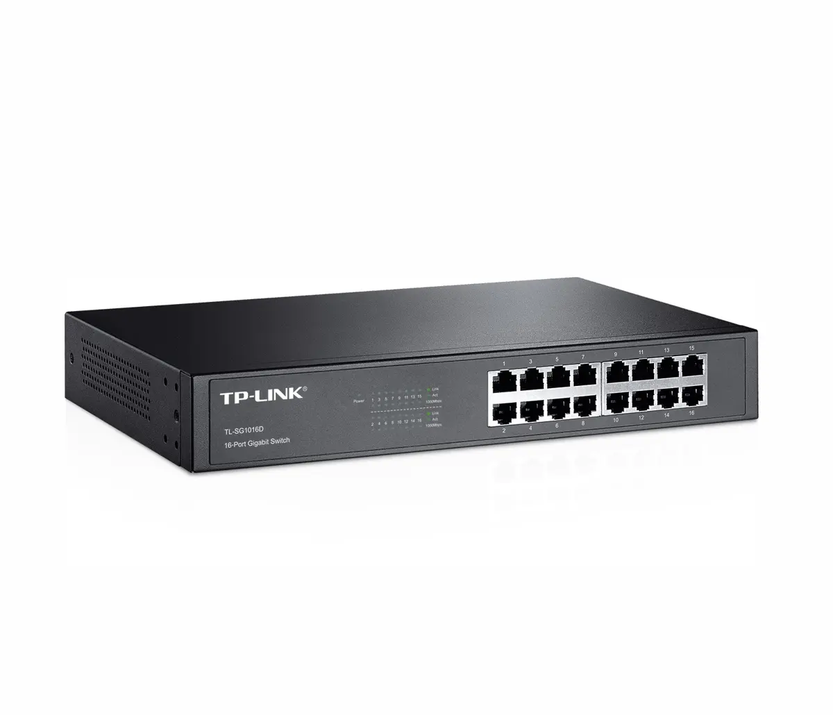 Комутатор TP-LINK TL-SG1016D, 16х 10/100/1000M RJ45 порта, метален, за шкаф - image 1