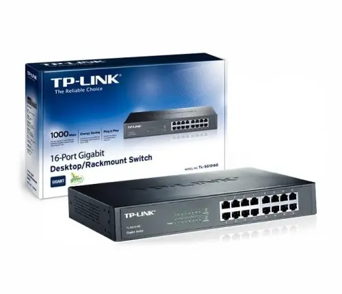 Комутатор TP-LINK TL-SG1016D, 16х 10/100/1000M RJ45 порта, метален, за шкаф - image 4