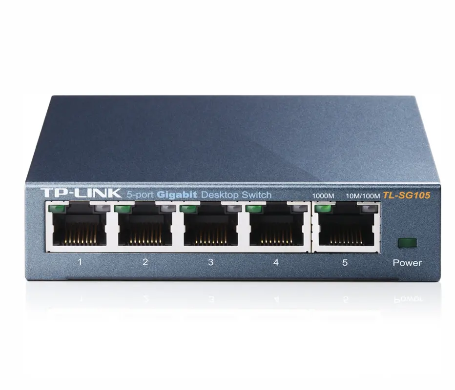 Комутатор TP-Link TL-SG105, 5-port Gbit, QoS, IGMP snooping, настолен, метален