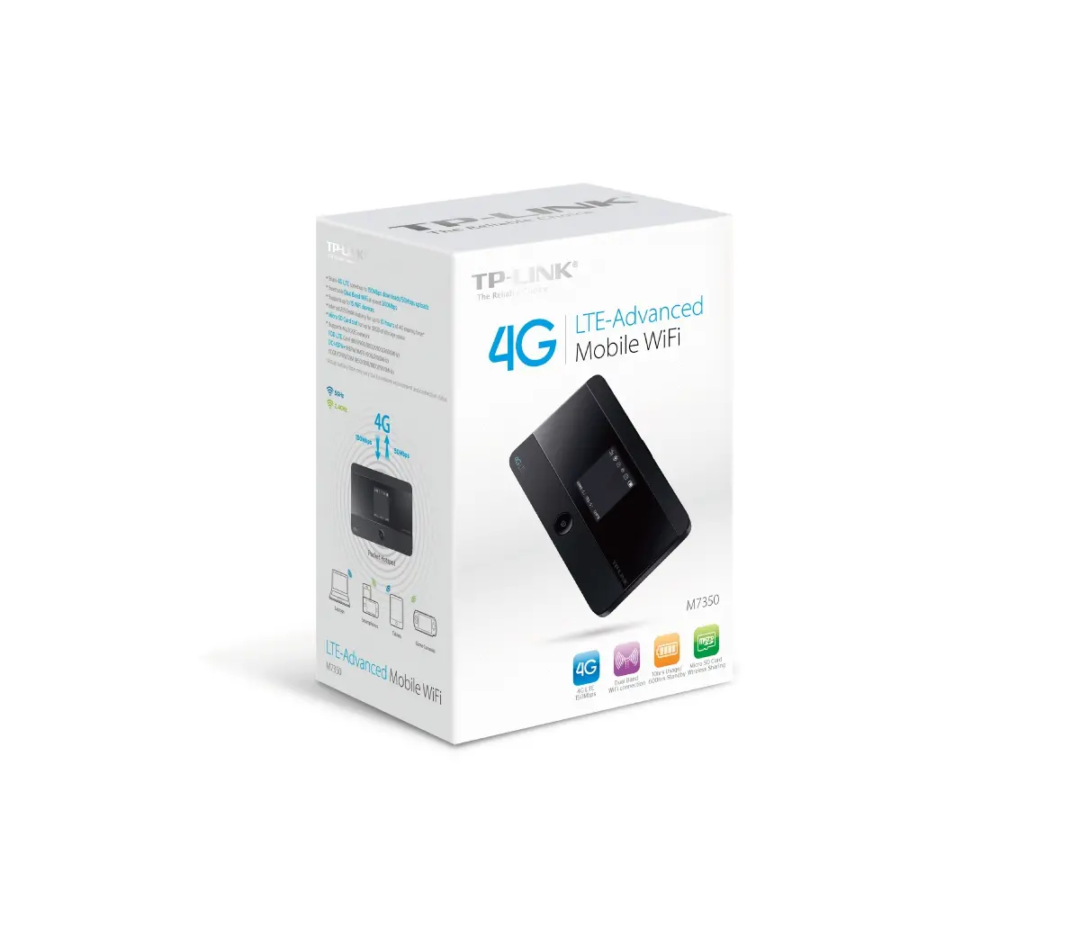 Безжичен мобилен рутер TP-LINK M7350, 4G LTE, N300 WiFi, двулентов, слот SIM кар - image 3