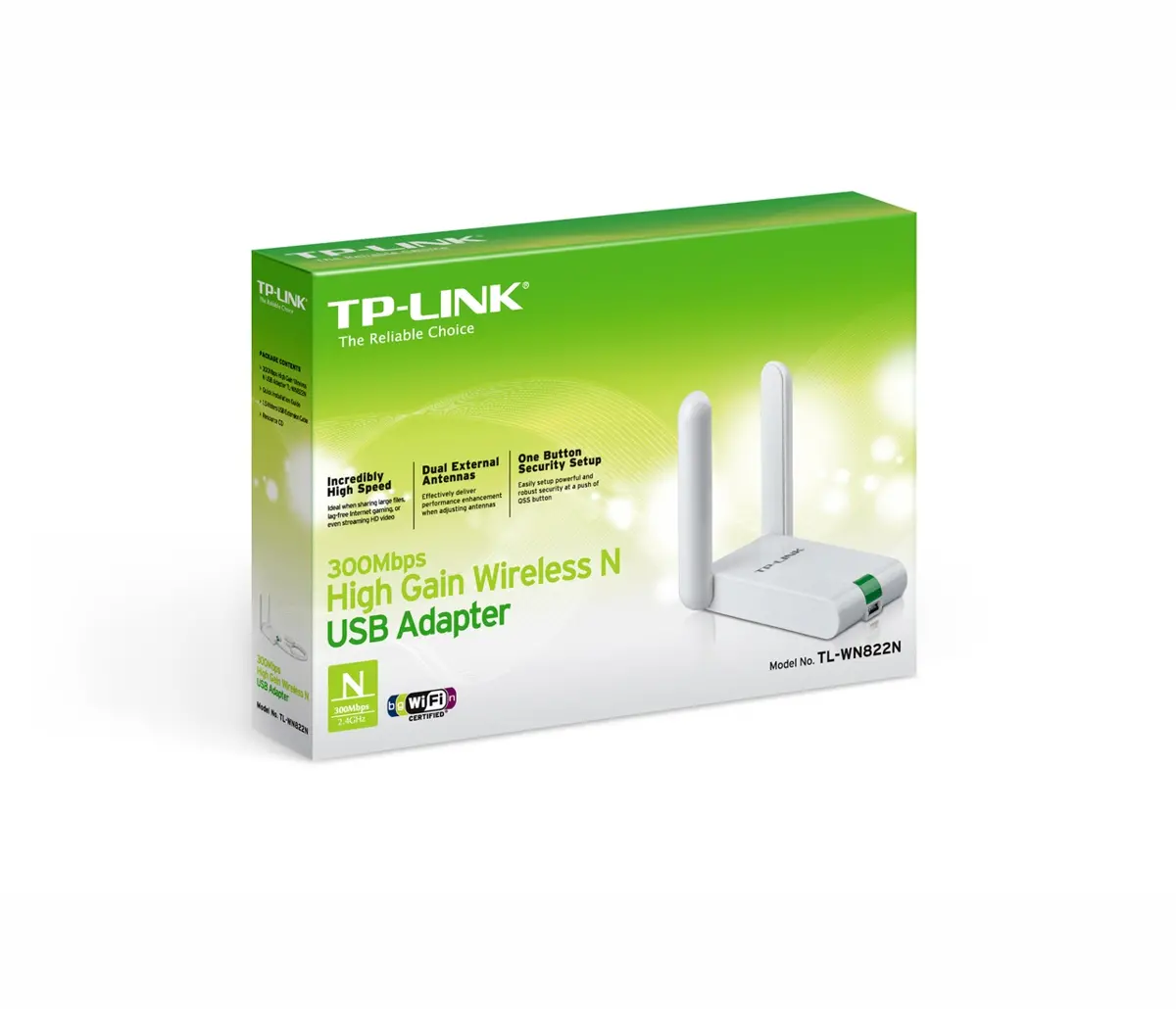 Безжичен адаптер TP-LINK TL-WN822N, USB, N300, Atheros, 2T2R, 2.4GHz, 802.11n/g/ - image 3