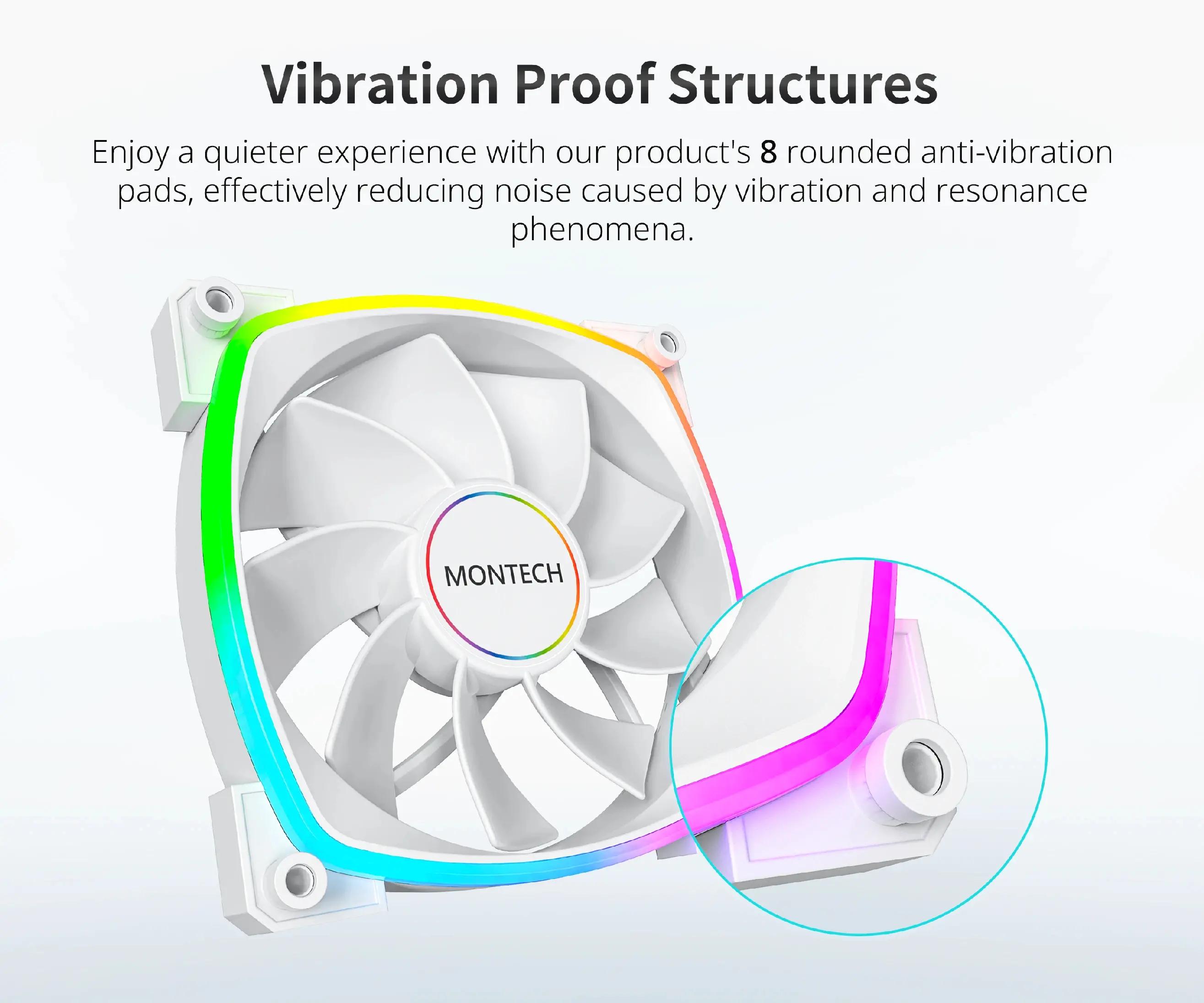 Montech вентилатор RX140 PWM, REVERSE Fan, 140mm, ARGB, White - image 4