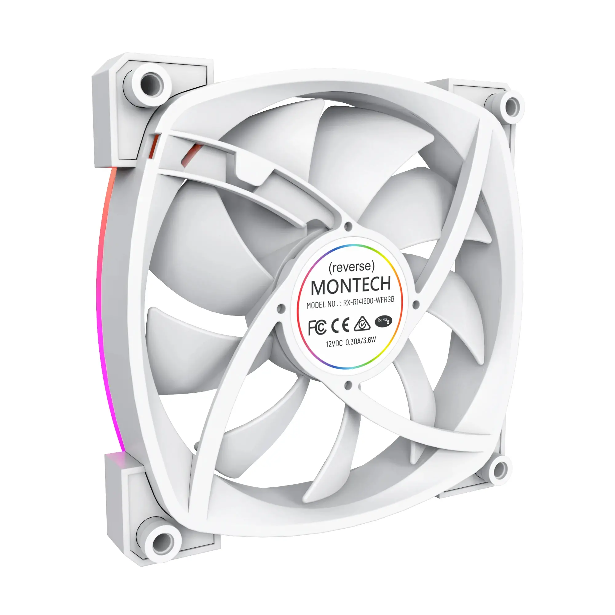Montech вентилатор RX140 PWM, REVERSE Fan, 140mm, ARGB, White - image 8
