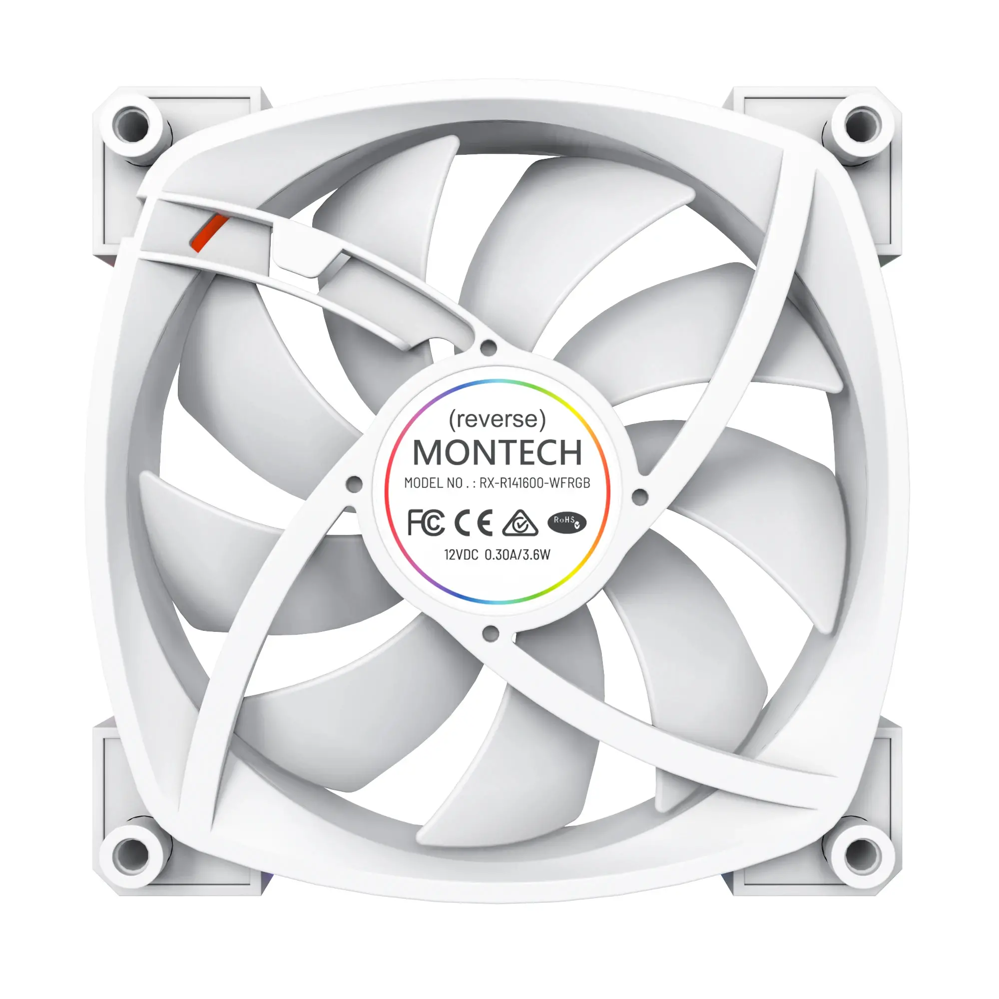 Montech вентилатор RX140 PWM, REVERSE Fan, 140mm, ARGB, White - image 9
