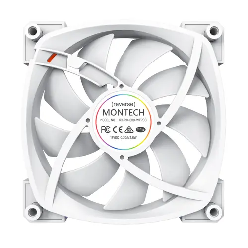 Montech ανεμιστήρας RX140 PWM, ανεμιστήρας REVERSE, 140mm, ARGB, λευκό - 10