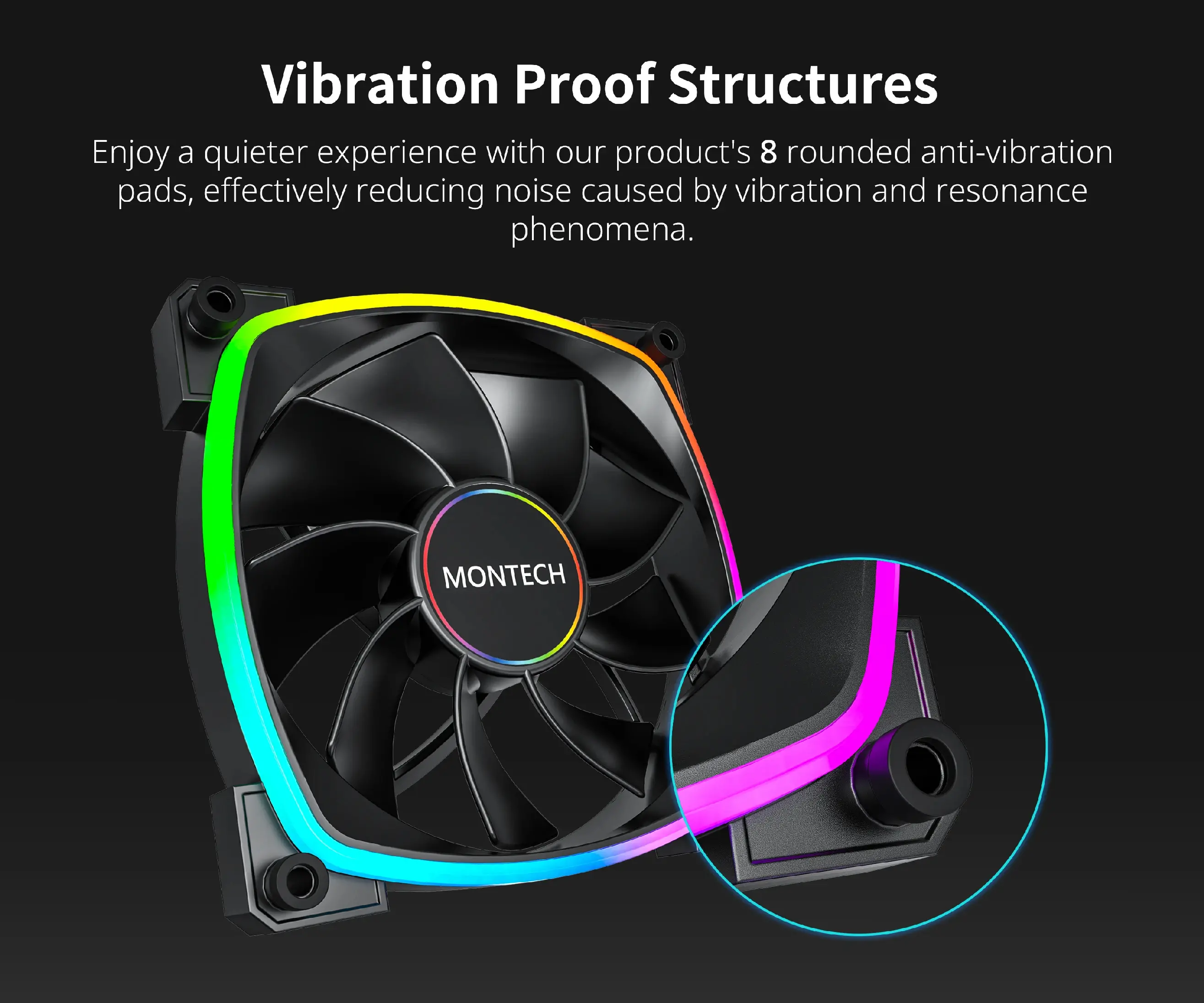 Montech вентилатор RX140 PWM, REVERSE Fan, 140mm, ARGB, Black - image 4