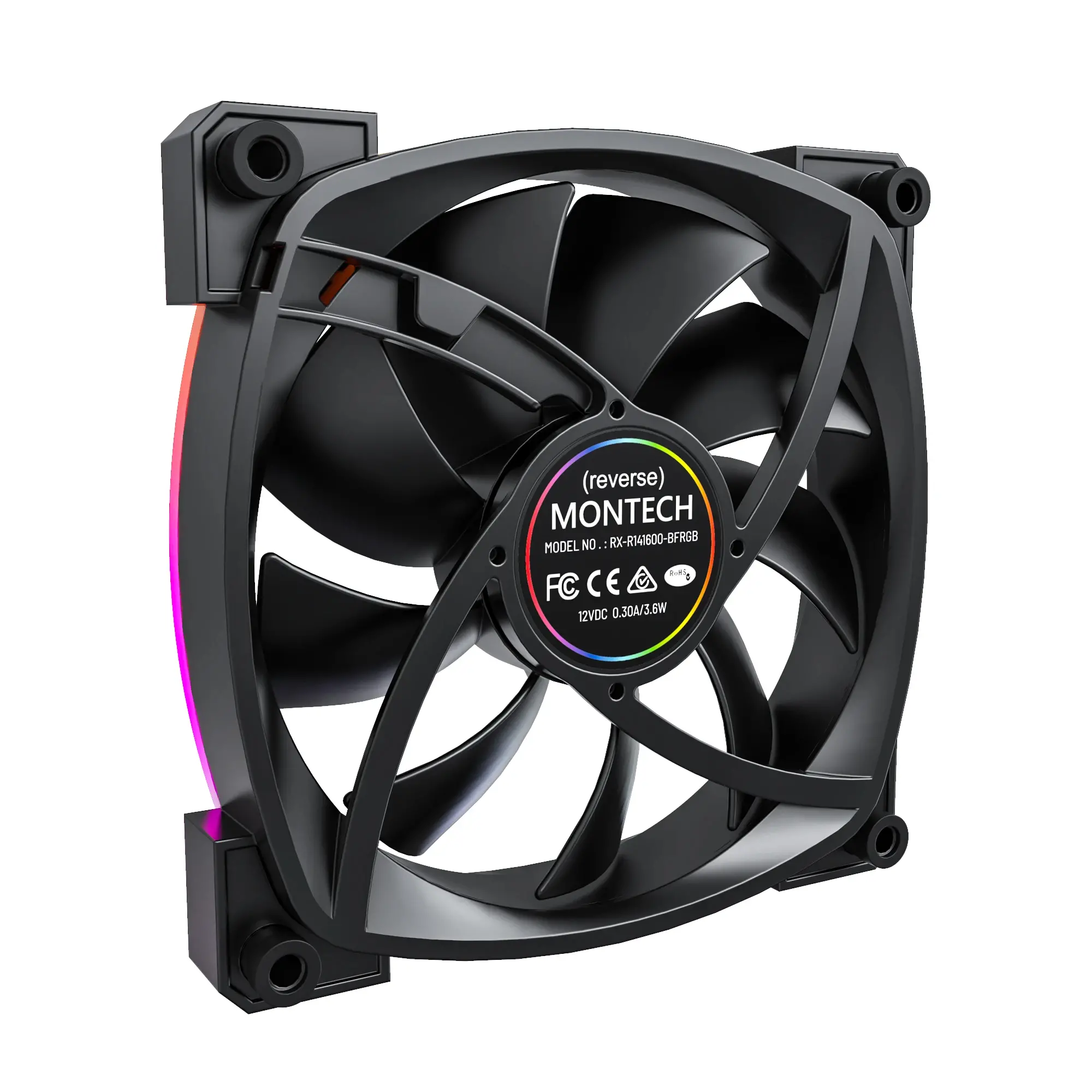 Montech вентилатор RX140 PWM, REVERSE Fan, 140mm, ARGB, Black - image 8