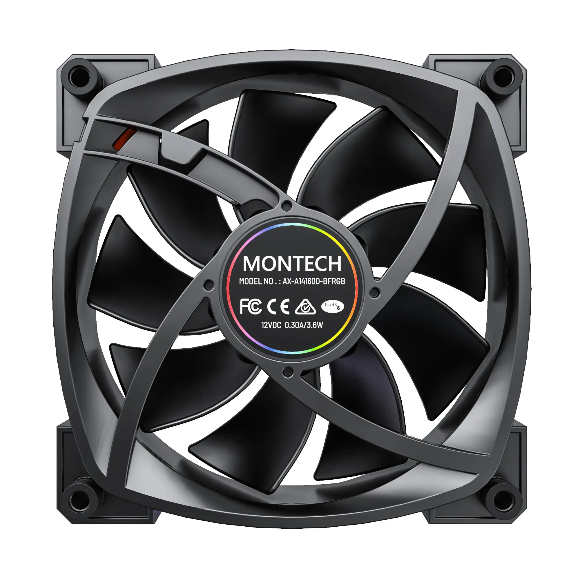 Montech вентилатор RX140 PWM, REVERSE Fan, 140mm, ARGB, Black - image 9