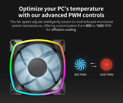Montech вентилатор RX120 PWM, REVERSE Fan, 120mm, ARGB, Black - image 1