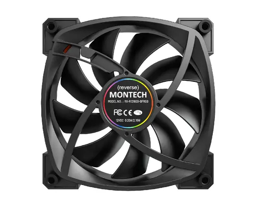 Montech вентилатор RX120 PWM, REVERSE Fan, 120mm, ARGB, Black - image 9