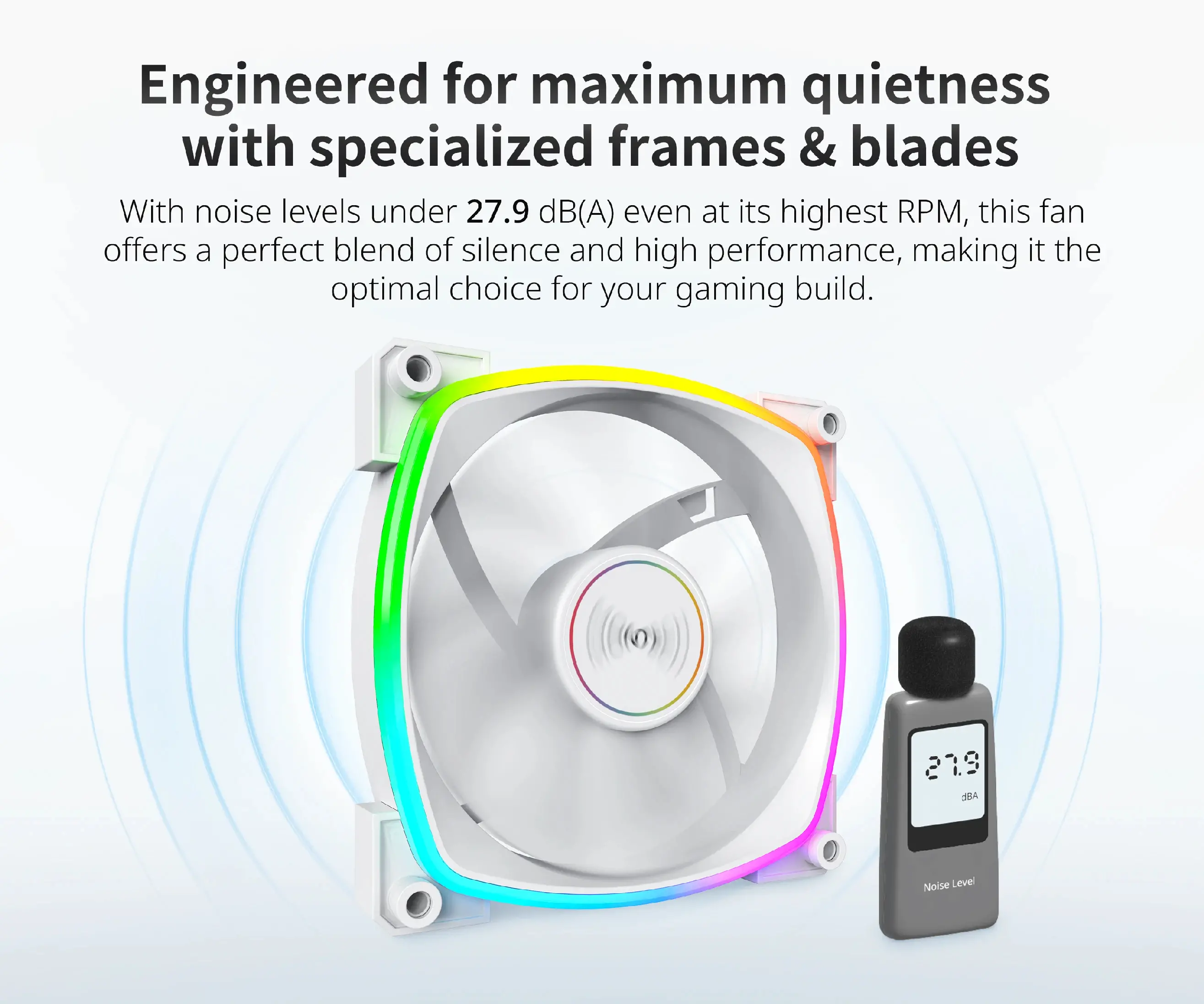 Montech вентилатор AX140 PWM, Fan 140mm, ARGB, White - image 2