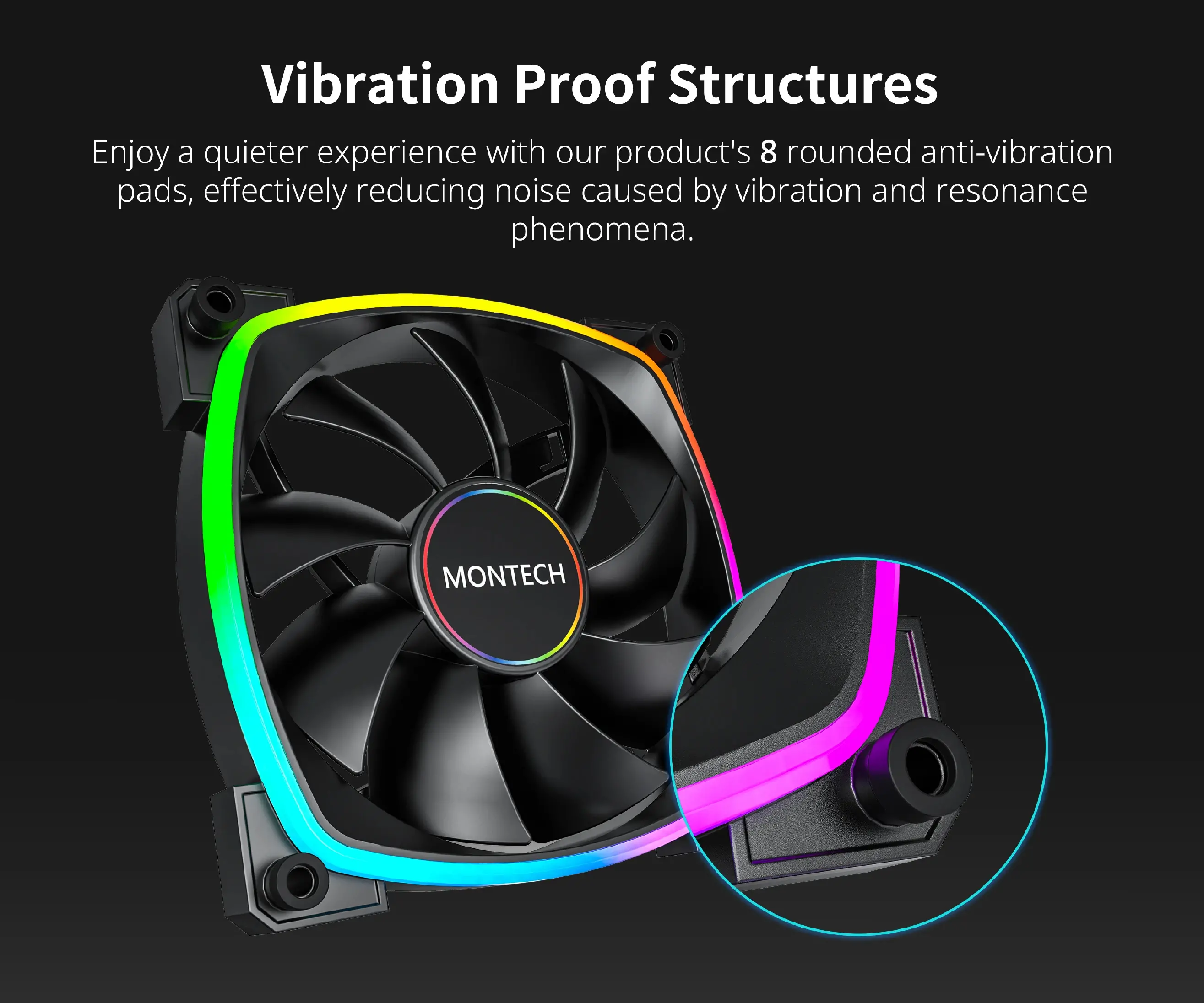 Montech вентилатор AX140 PWM, Fan 140mm, ARGB, Black - image 4