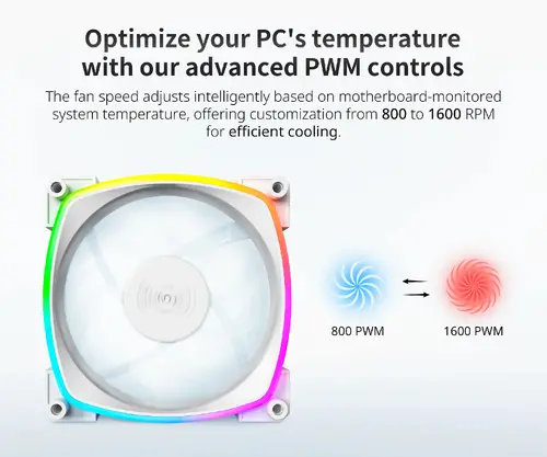 Montech вентилатор AX120 PWM, Fan 120mm, ARGB, White - image 1