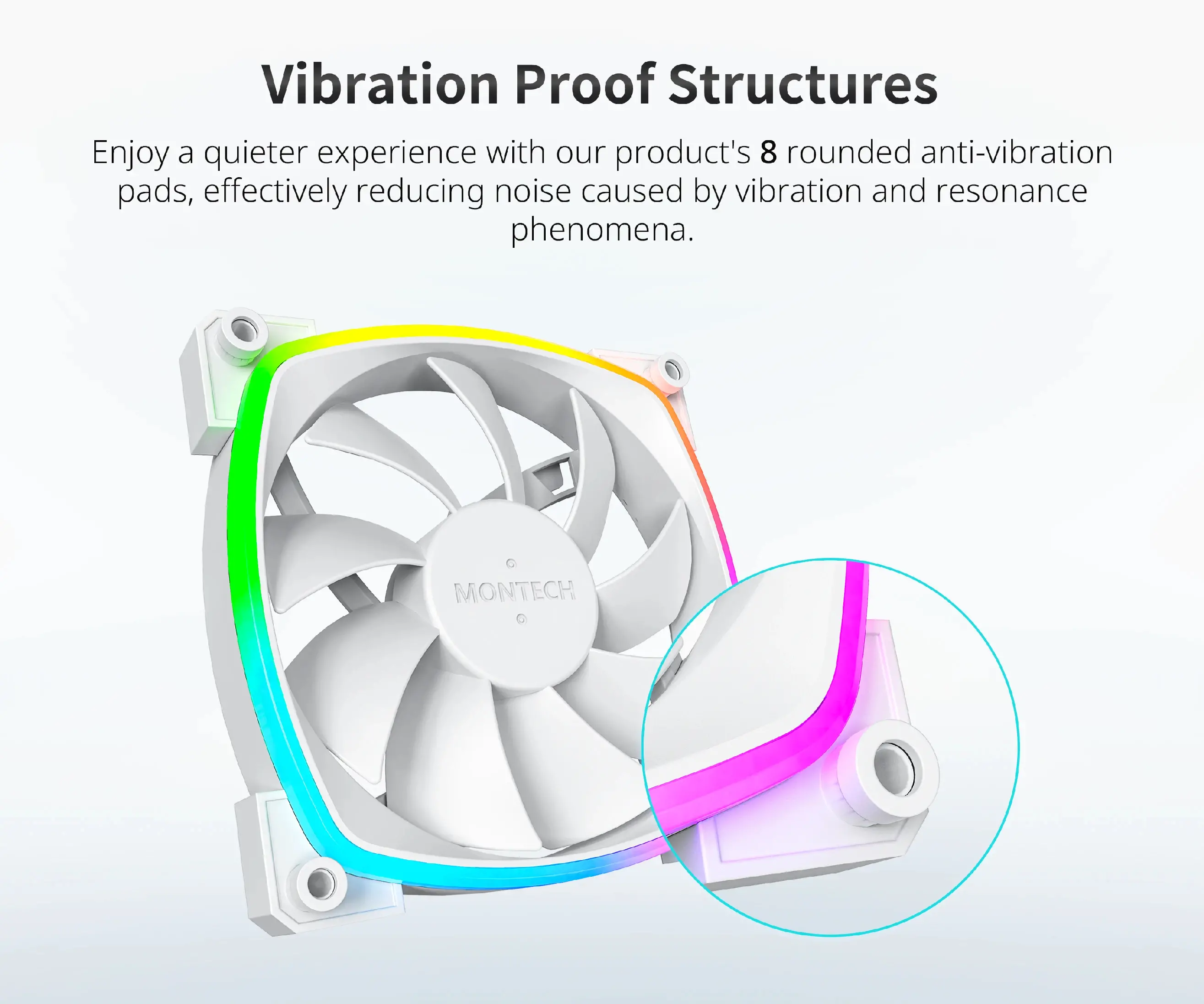 Montech вентилатор AX120 PWM, Fan 120mm, ARGB, White - image 4