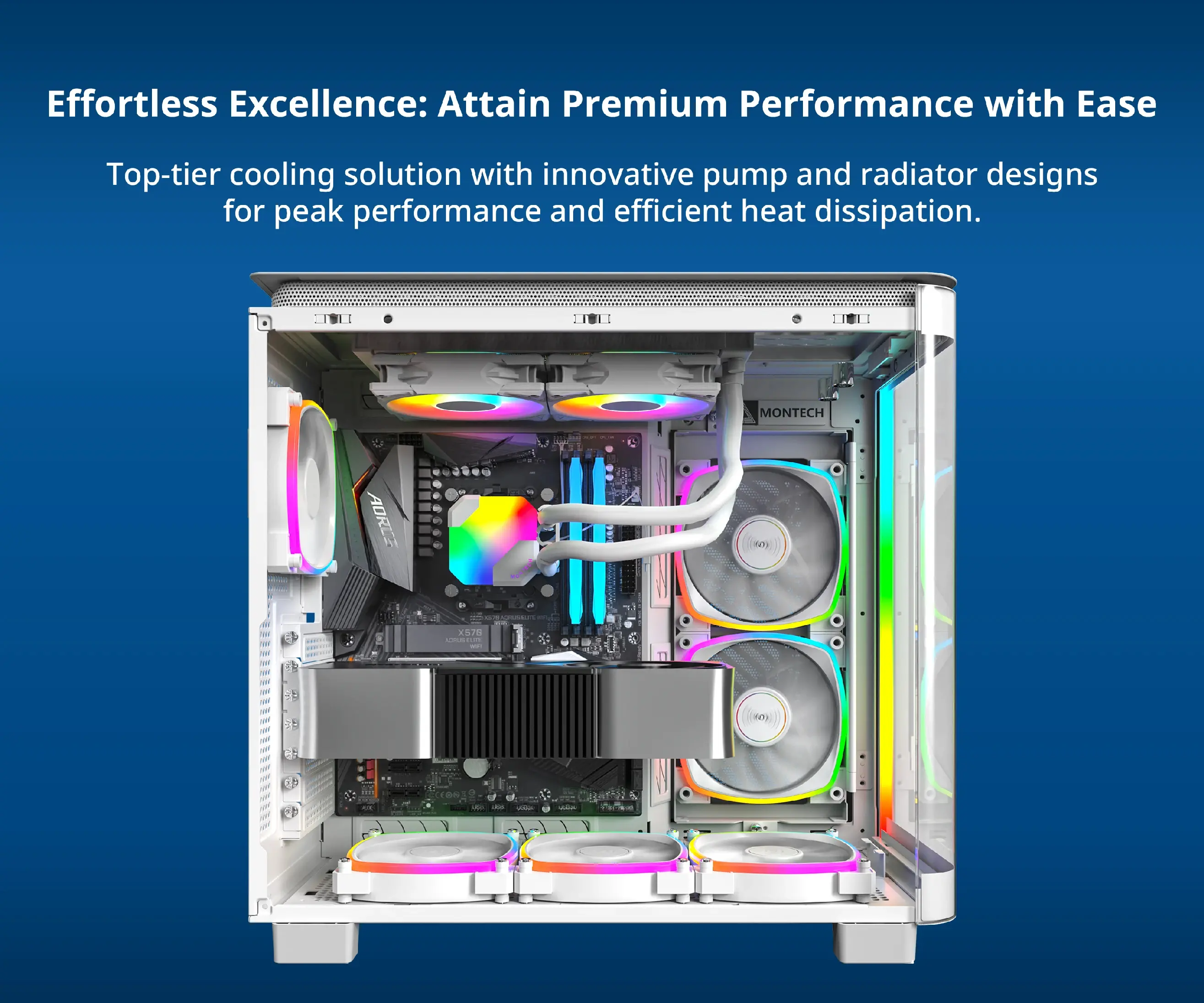 Montech водно охлаждане Hyper Flow ARGB 240, CPU Liquid Cooler, White - image 1