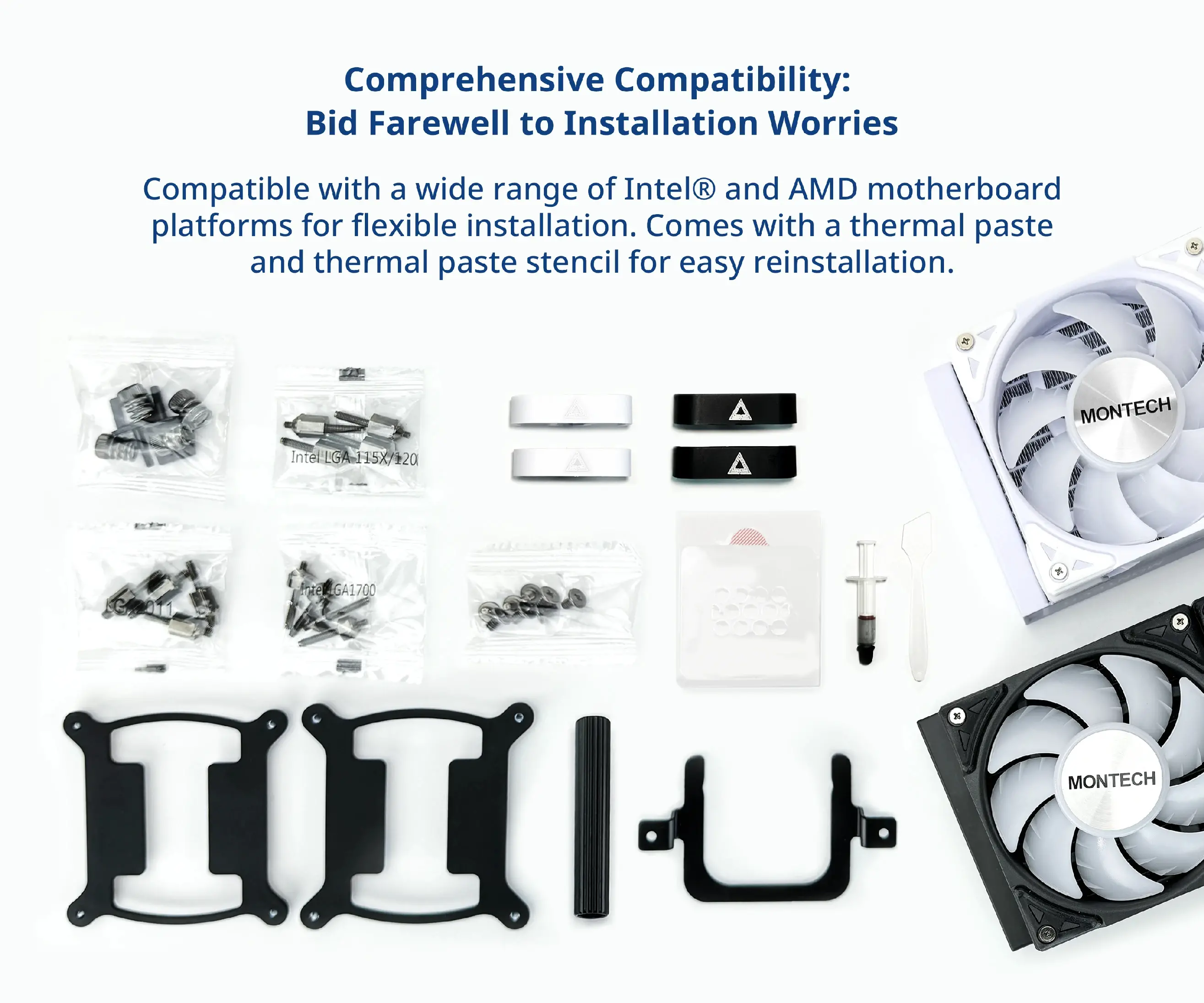 Montech водно охлаждане Hyper Flow ARGB 240, CPU Liquid Cooler, White - image 4
