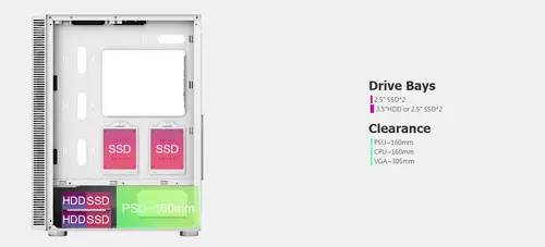 Montech кутия X3 GLASS, Mid-tower Case, TG, 6 fixed RGB Fans, White - image 7