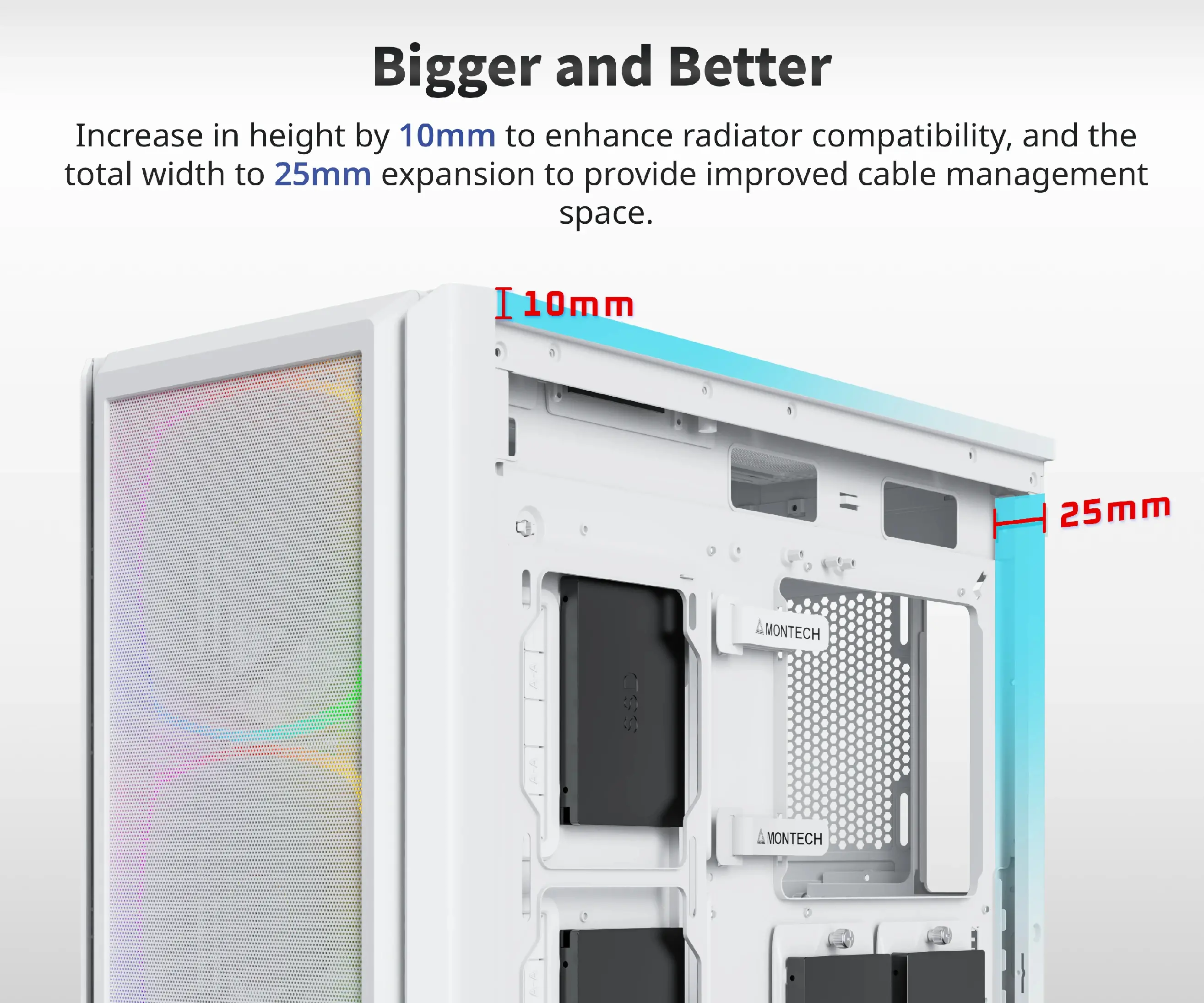 Montech кутия SKY TWO GX, Mid-tower Case, TG, 3x140mm ARGB Fans, White - image 2