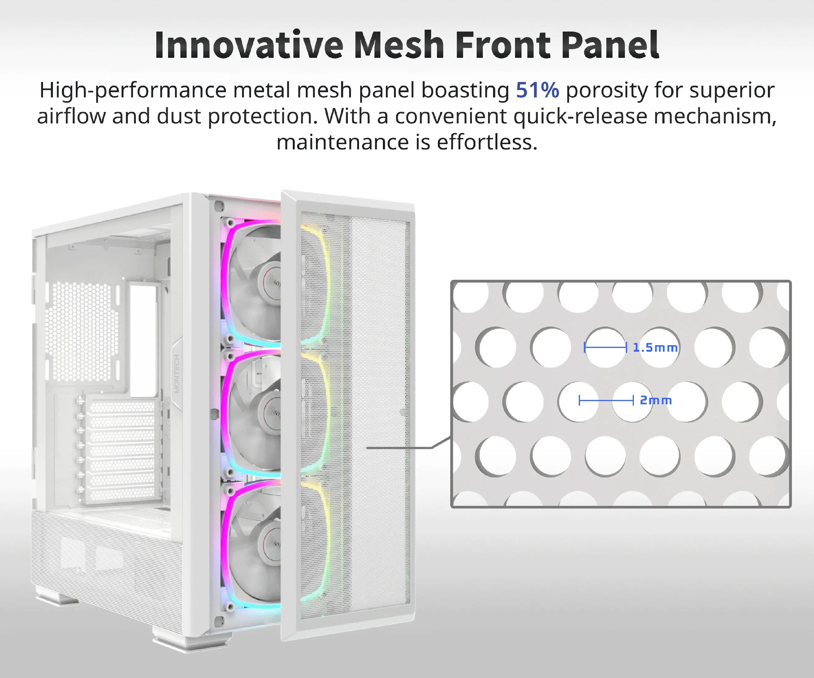 Montech кутия SKY TWO GX, Mid-tower Case, TG, 3x140mm ARGB Fans, White - image 3