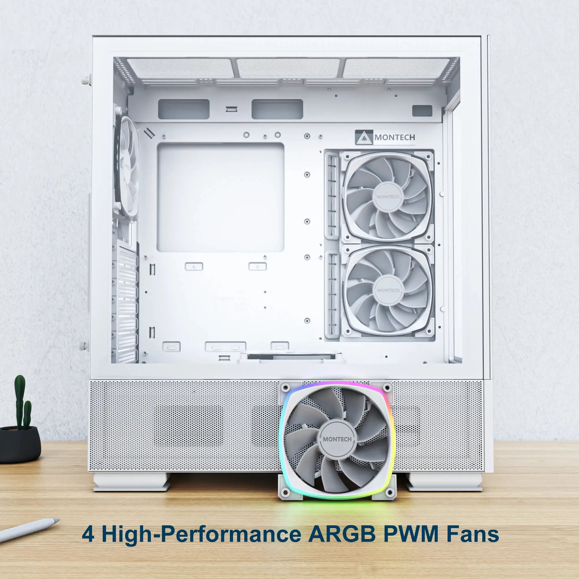 Montech кутия SKY TWO, Mid-tower Case, TG, 4x120mm ARGB Fans, White - image 11