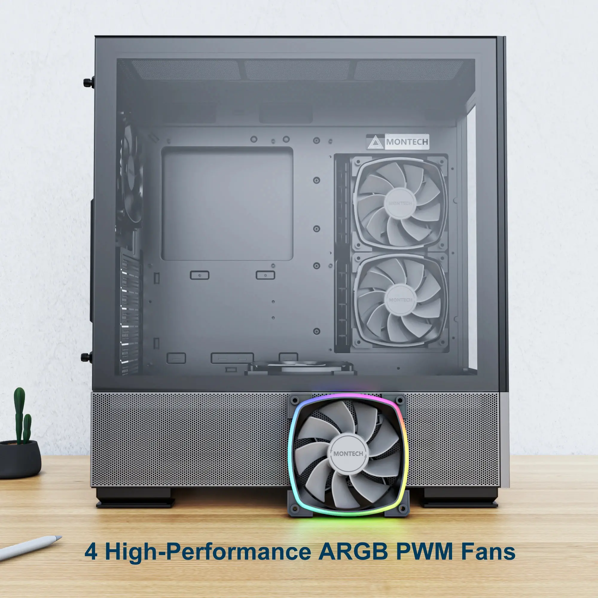 Montech кутия SKY TWO, Mid-tower Case, TG, 4x120mm ARGB Fans, Black - image 11