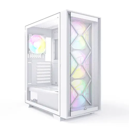 Montech кутия AIR 1000 PREMIUM, Mid-tower Case, TG, 2 Front Panels, 4x120mm ARGB Fans, White