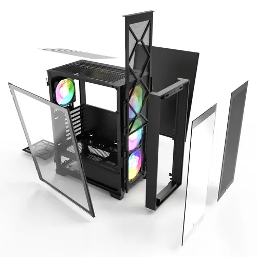 Montech кутия AIR 1000 PREMIUM, Mid-tower Case, TG, 2 Front Panels, 4x120mm ARGB Fans, Black - image 6