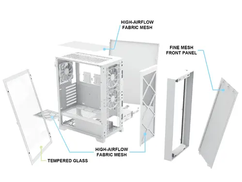 Montech κουτί AIR 1000 LITE, Mid-tower, TG, 3 ανεμιστήρες 120mm, Λευκό - 10