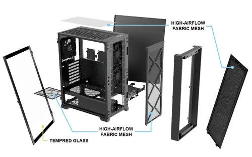 Montech кутия AIR 1000 LITE, Mid-tower Case, TG, 3x120mm Fans, Black - image 9