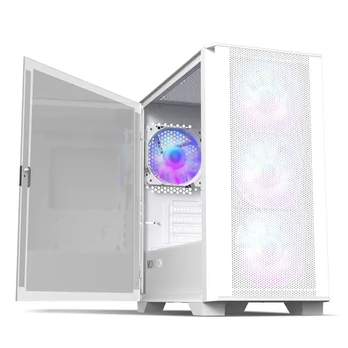 Montech кутия AIR 100 ARGB, Micro ATX Case, TG, 4x120mm ARGB Fans, White - image 1