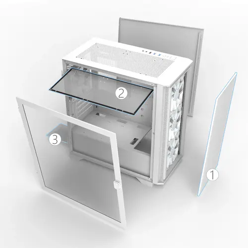 Montech кутия AIR 100 ARGB, Micro ATX Case, TG, 4x120mm ARGB Fans, White - image 2