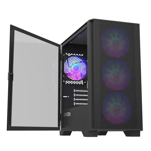 Montech кутия AIR 100 ARGB, Micro ATX Case, TG, 4x120mm ARGB Fans, Black - image 1