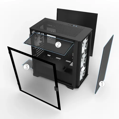 Montech кутия AIR 100 ARGB, Micro ATX Case, TG, 4x120mm ARGB Fans, Black - image 2