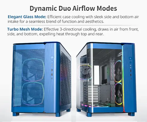 Montech кутия KING 95 Pro, Dual Chamber Mid-tower Case, 6 ARGB Fans, 2 Front Panels, Prussian Blue - image 4