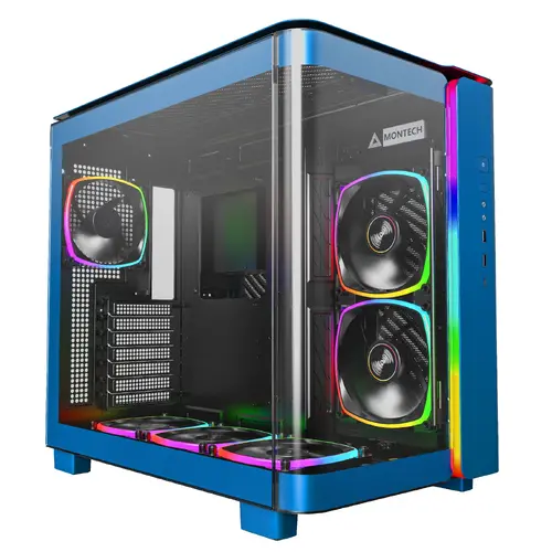 Montech кутия KING 95 Pro, Dual Chamber Mid-tower Case, 6 ARGB Fans, 2 Front Panels, Prussian Blue - image 6