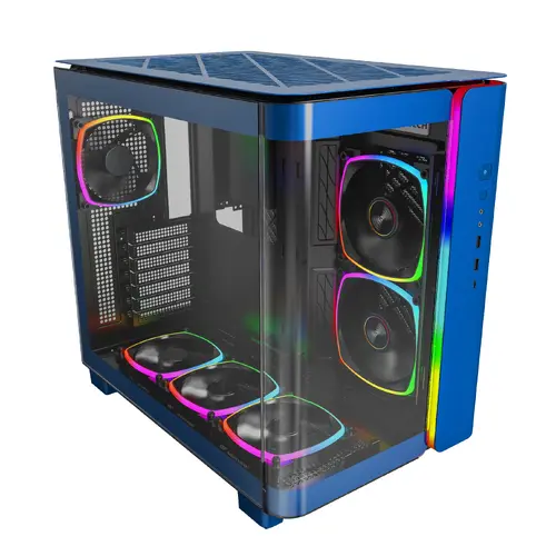 Montech кутия KING 95 Pro, Dual Chamber Mid-tower Case, 6 ARGB Fans, 2 Front Panels, Prussian Blue - image 7