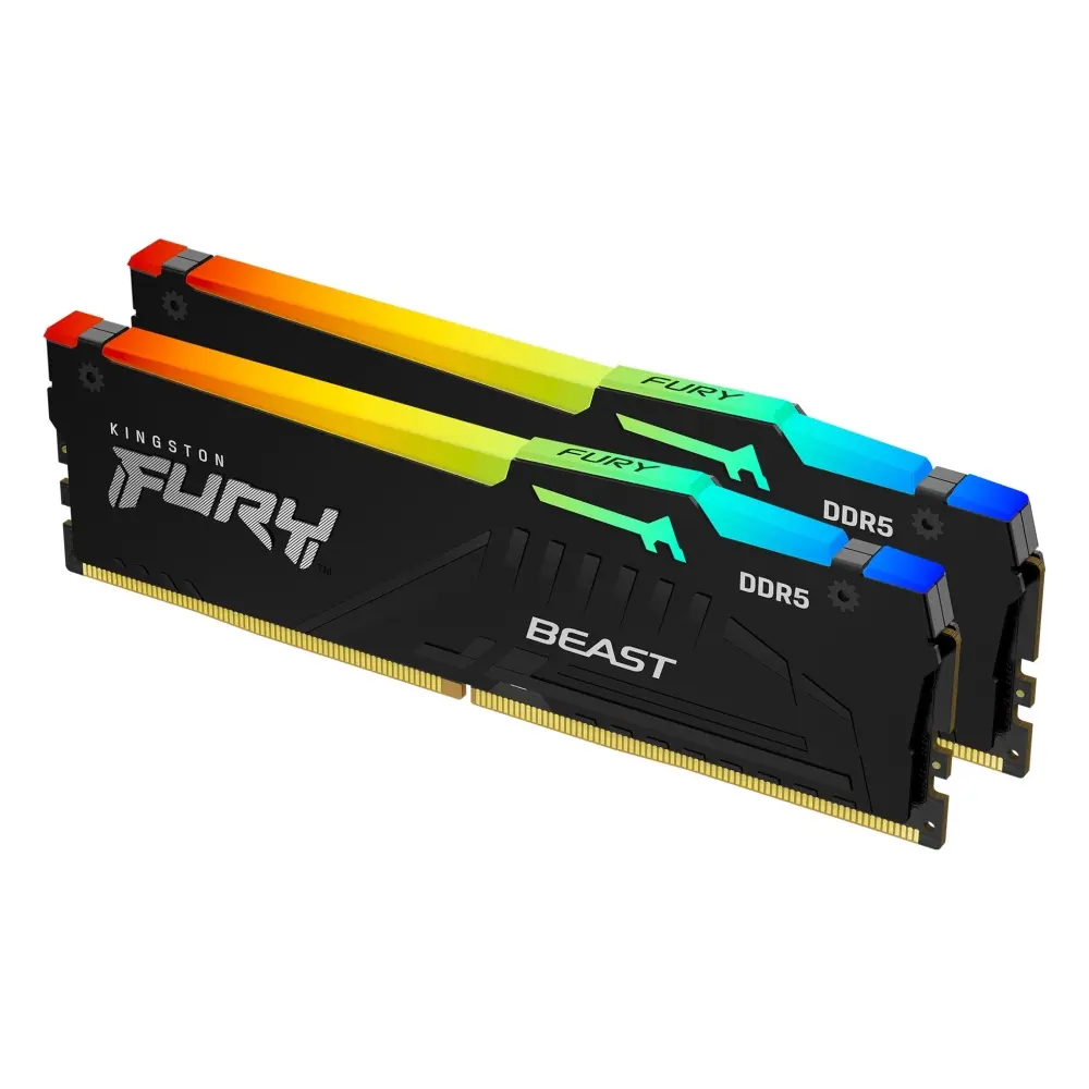 Памет, Kingston FURY Beast RGB 32GB (2x16GB) DDR5 5600 MHz CL40 Black