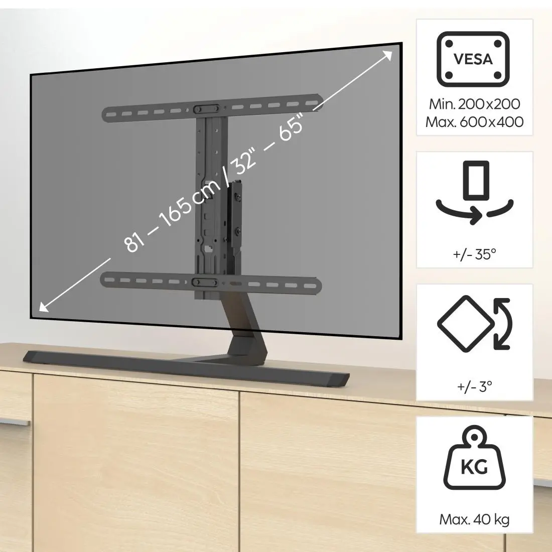 HAMA Стойка за TV Stand "Design" до 165см / 65"/, до 40 кг - image 9