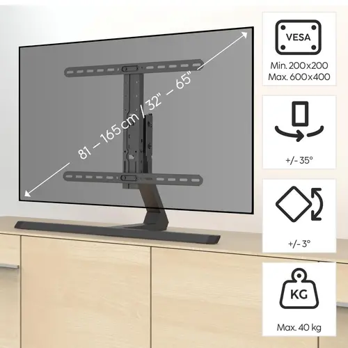 HAMA Suport TV Stand "Design" până la 165cm / 65", până la 40 kg - 10