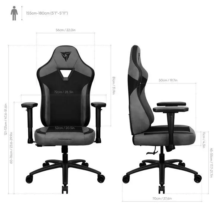 Геймърски стол ThunderX3 EAZE Mesh - Черен - image 7
