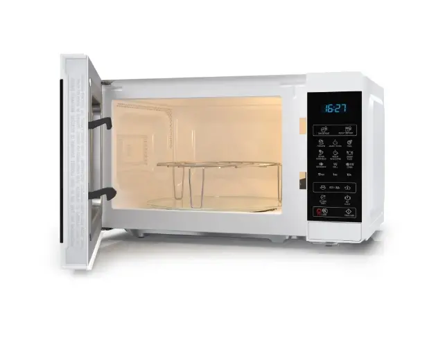 Микровълнова печка, Sharp YC-MG02E-W, Fully Digital, Built-in microwave grill, Grill Power: 1000W, Cavity Material -steel, 20l, 800 W, LED Display Blue, Timer & Clock function, Child lock, White door, Defrost, Cabinet Colour: White - image 2