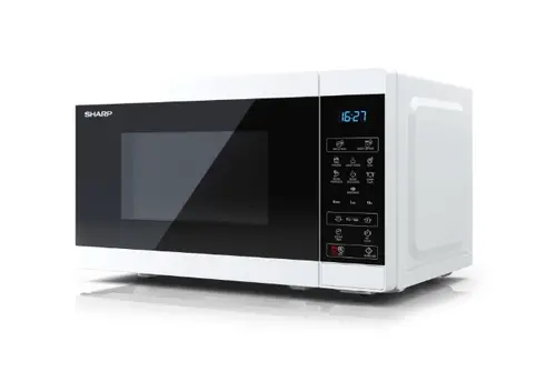 Микровълнова печка, Sharp YC-MS02E-W, Fully Digital, Cavity Material -steel, 20l, 800 W, LED Display Blue, Timer & Clock function, Child lock, Silver/Black door, Defrost, Cabinet Colour: White - image 2