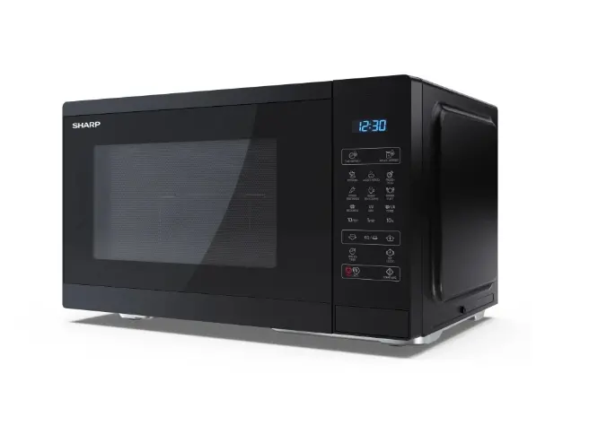 Микровълнова печка, Sharp YC-MG252AE-B, Fully Digital, Built-in microwave grill, Grill Power: 1000W, steel/painted grey, 25l, 900 W, Housing Material Microwave-Steel, LED Display Blue, Timer & Clock function, Child lock, Defrost, Cabinet Colour: Black - image 1
