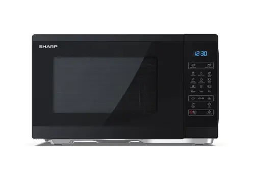 Микровълнова печка, Sharp YC-MG252AE-B, Fully Digital, Built-in microwave grill, Grill Power: 1000W, steel/painted grey, 25l, 900 W, Housing Material Microwave-Steel, LED Display Blue, Timer & Clock function, Child lock, Defrost, Cabinet Colour: Black