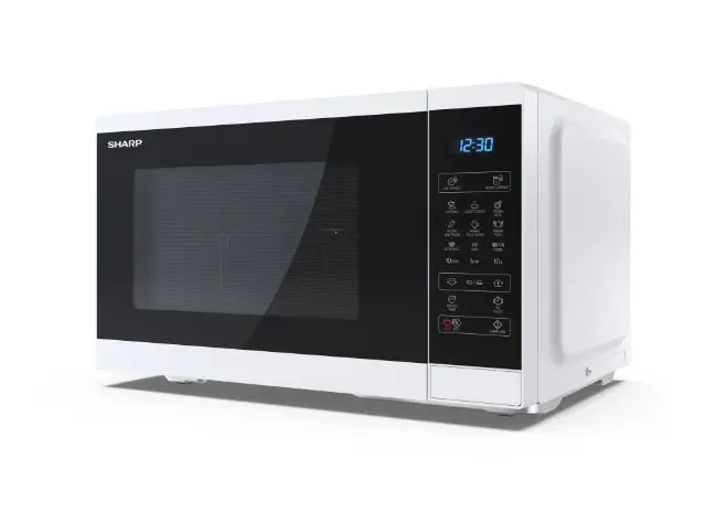 Микровълнова печка, Sharp YC-MG252AE-W, Fully Digital, Built-in microwave grill, Grill Power: 1000W, Plastic and Glass/Painted, 25l, 900 W, Housing Material Microwave-Steel, LED Display Blue, Timer & Clock function, Child lock, Defrost, Cabinet Colour: White - image 1