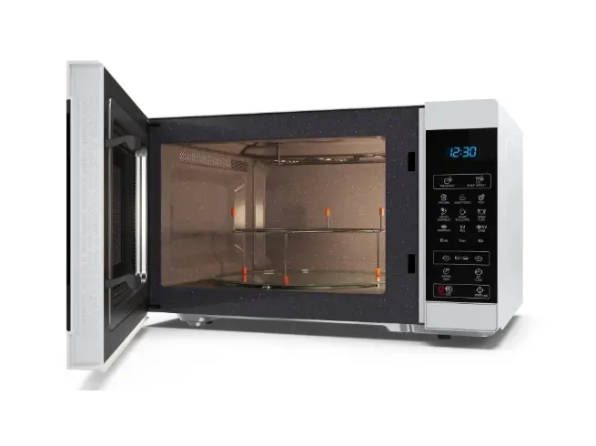 Микровълнова печка, Sharp YC-MG81E-W, Fully Digital, Built-in microwave grill, Grill Power: 1100W, Plastic and Glass/Painted, 28l, 900 W, Housing Material Microwave-Steel, LED Display Blue, Timer & Clock function, Child lock, Defrost, Cabinet Colour: White - image 1