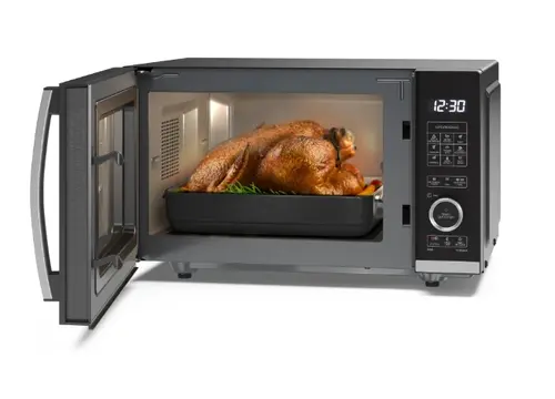 Микровълнова печка, Sharp YC-QG204AE-B, Semi Digital, Flatbed,  Built-in microwave grill, Grill Power: 1000W, Plastic and Glass/Painted, 20l, 800 W, Housing Material MicrowaveSteel, LED Display White, Timer & Clock function, Child lock, Defrost, Cabinet Colour: Black - image 3